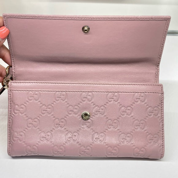 Gucci Continental Guccissima Blush Pink Fold Wallet
