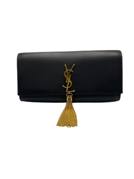 Yves Saint Laurent Kate Tassel Leather Black Clutch Handbag