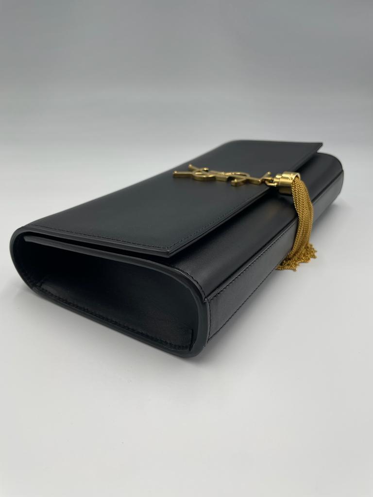 Yves Saint Laurent YSL Kate Clutch with tassel Black Leather ref